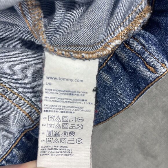 Tommy Hilfiger Womens Large Blue Button Down Denim Jean Jacket - Picture 7 of 8